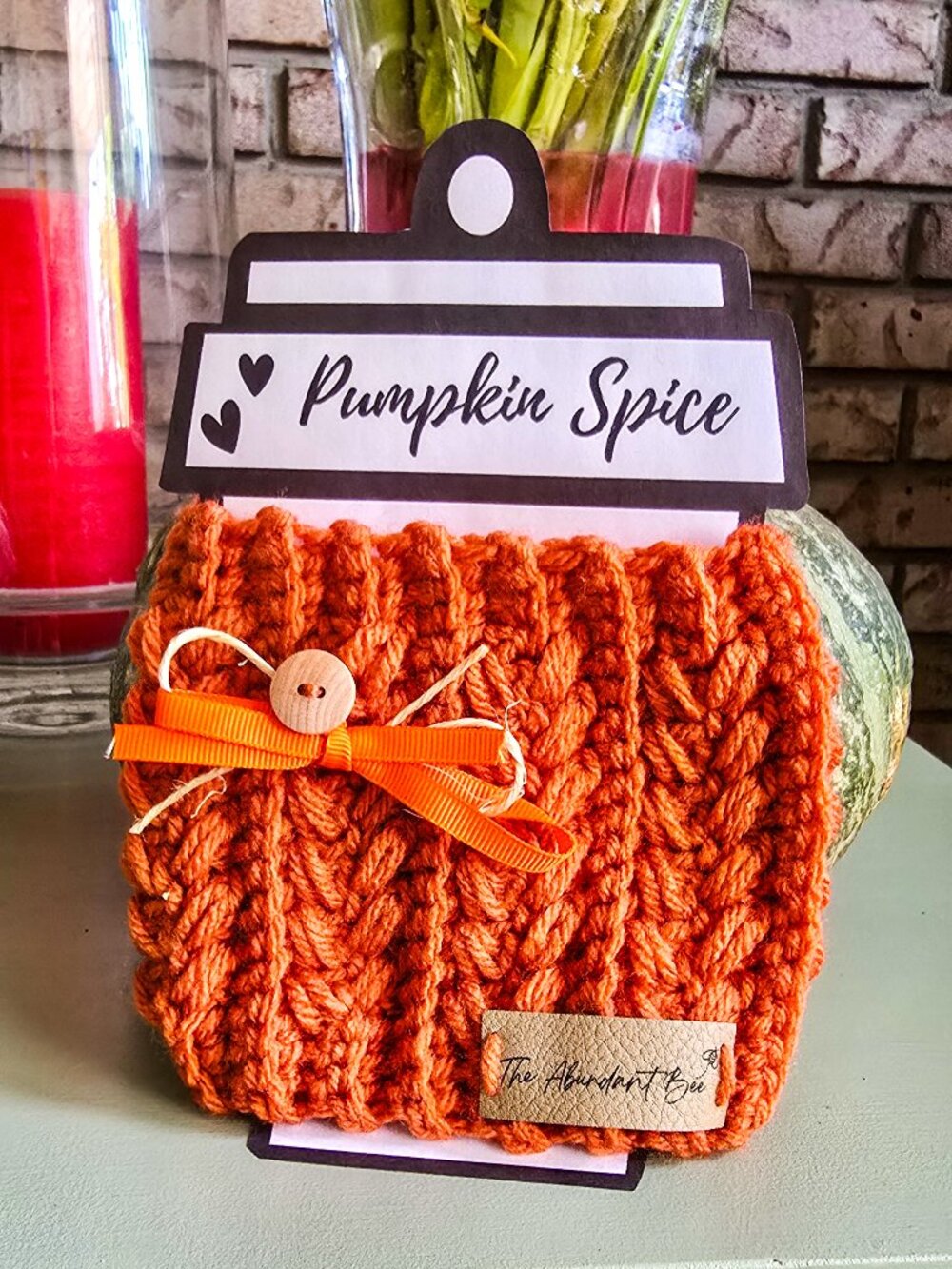 Handmade Crochet Coffee Cup Cozy | Reusable Fall Coffee Sleeve | Pumpkin Spice